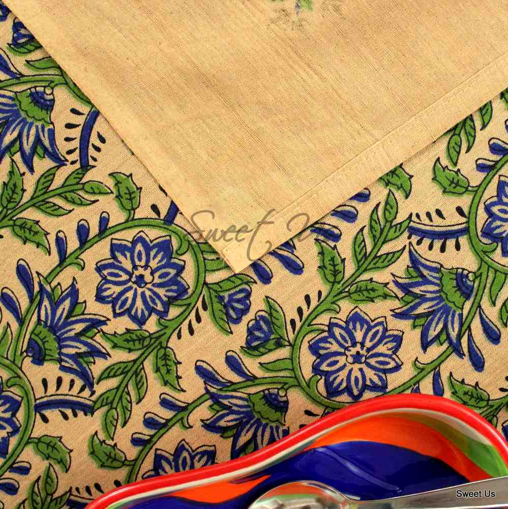 Cotton Floral Tablecloth Rectangle Red Gold Gray Black Tan Dining Linen