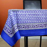 Cotton Floral Tablecloth Rectangle Blue