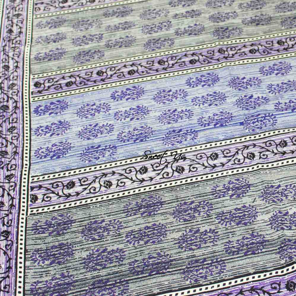 Cotton Floral Tablecloth Rectangle Blue