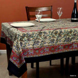 Cotton Elephant Floral Tablecloth Rectangle Red Blue Green Black Beige