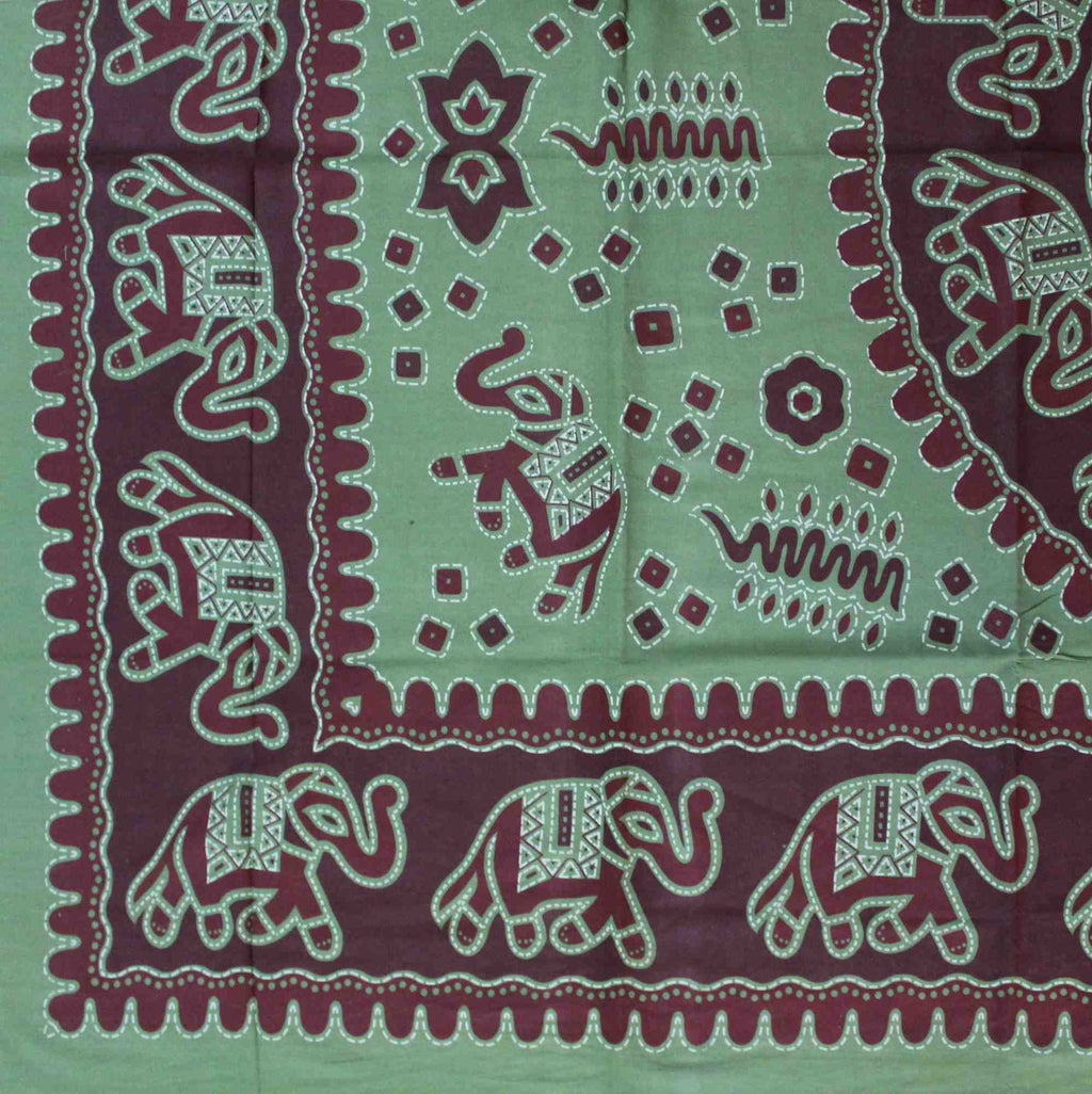 Handmade Elephant Mandala Cotton Tablecloth Rectangular 60 x 90 inches Green Purple Turquoise - Sweet Us