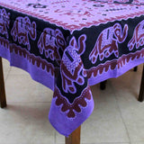 Handmade Elephant Mandala Cotton Tablecloth Rectangular 60 x 90 inches Green Purple Turquoise - Sweet Us