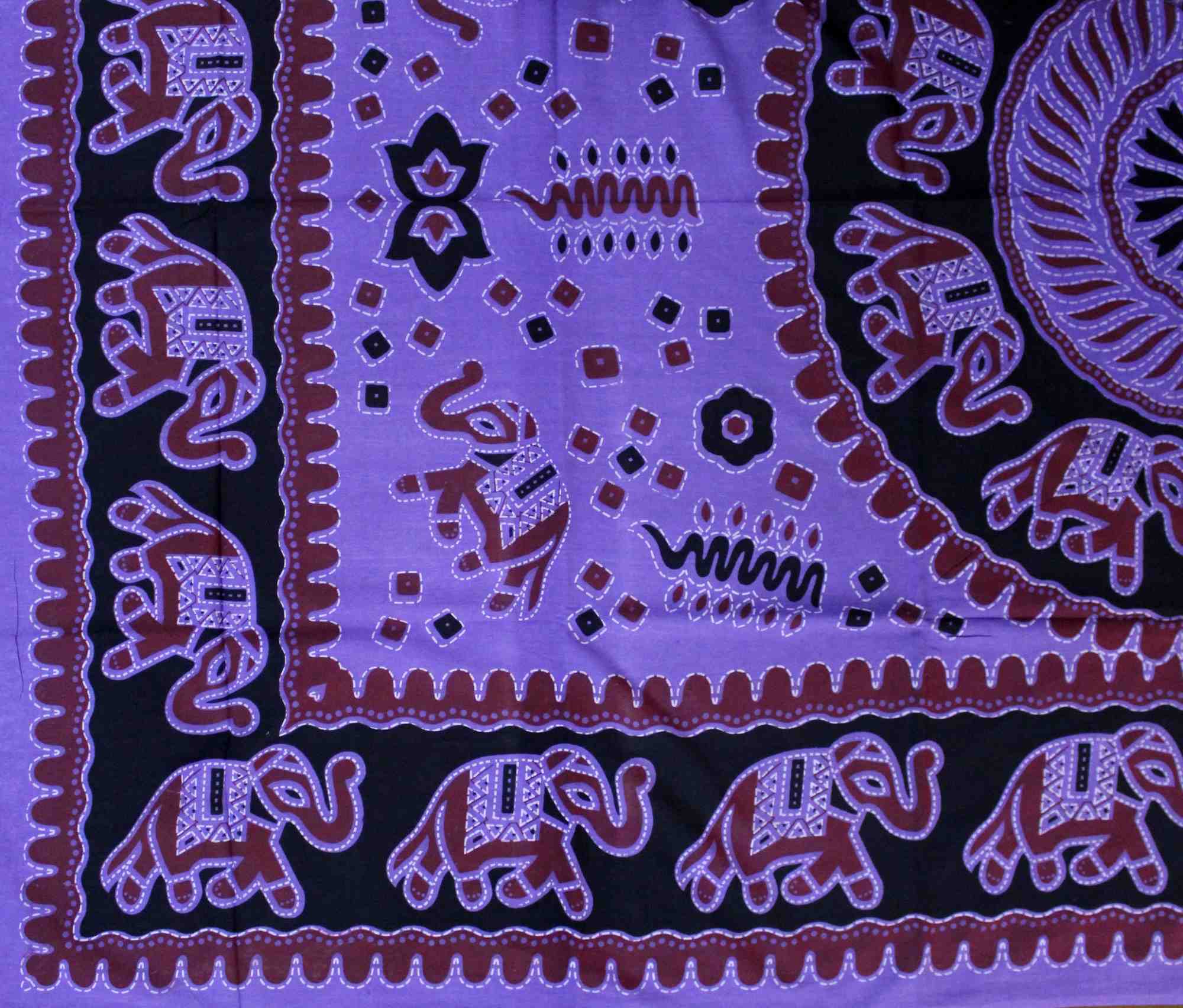 Handmade Elephant Mandala Cotton Tablecloth Rectangular 60 x 90 inches Green Purple Turquoise - Sweet Us