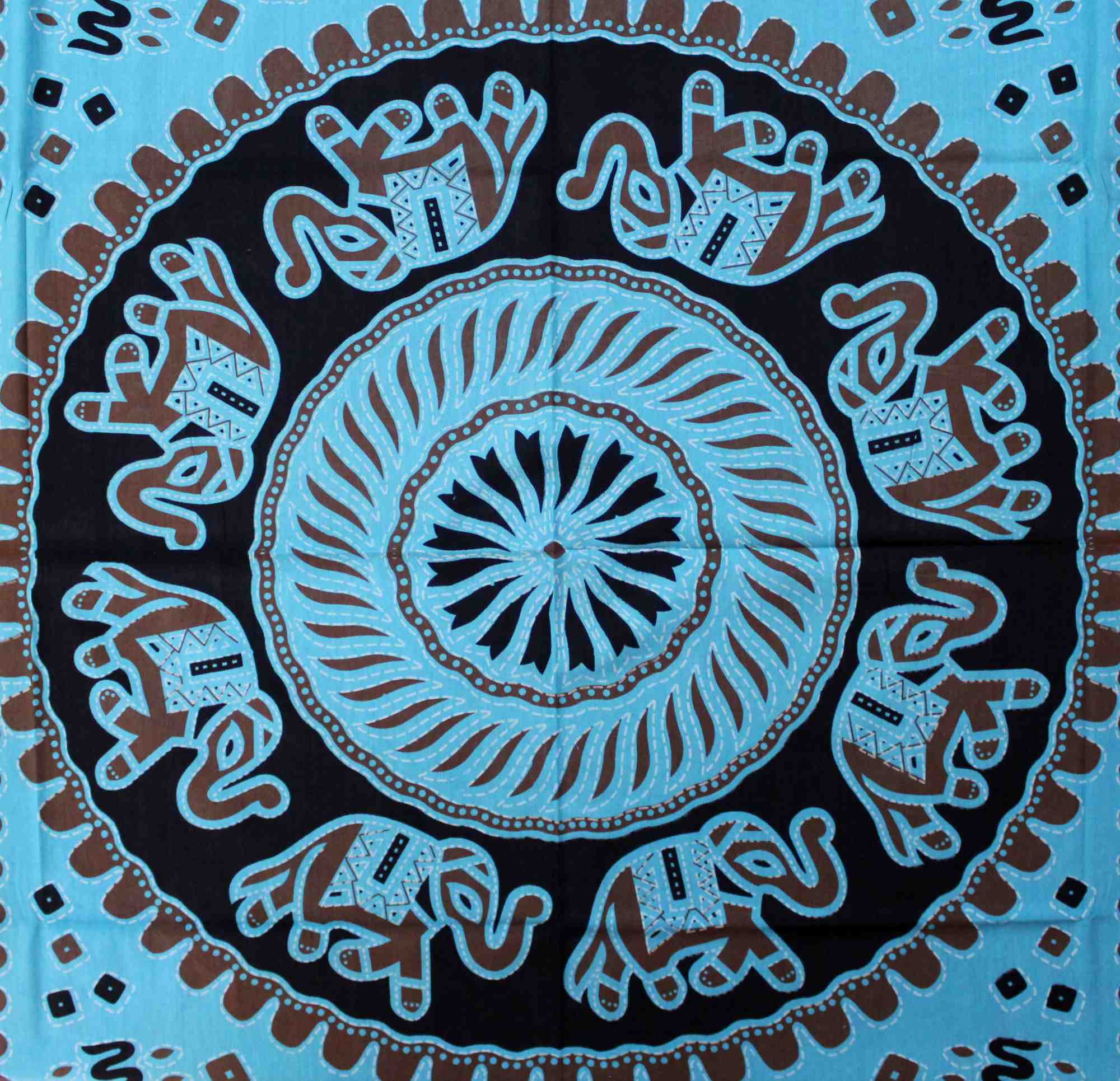 Handmade Elephant Mandala Cotton Tablecloth Rectangular 60 x 90 inches Green Purple Turquoise - Sweet Us