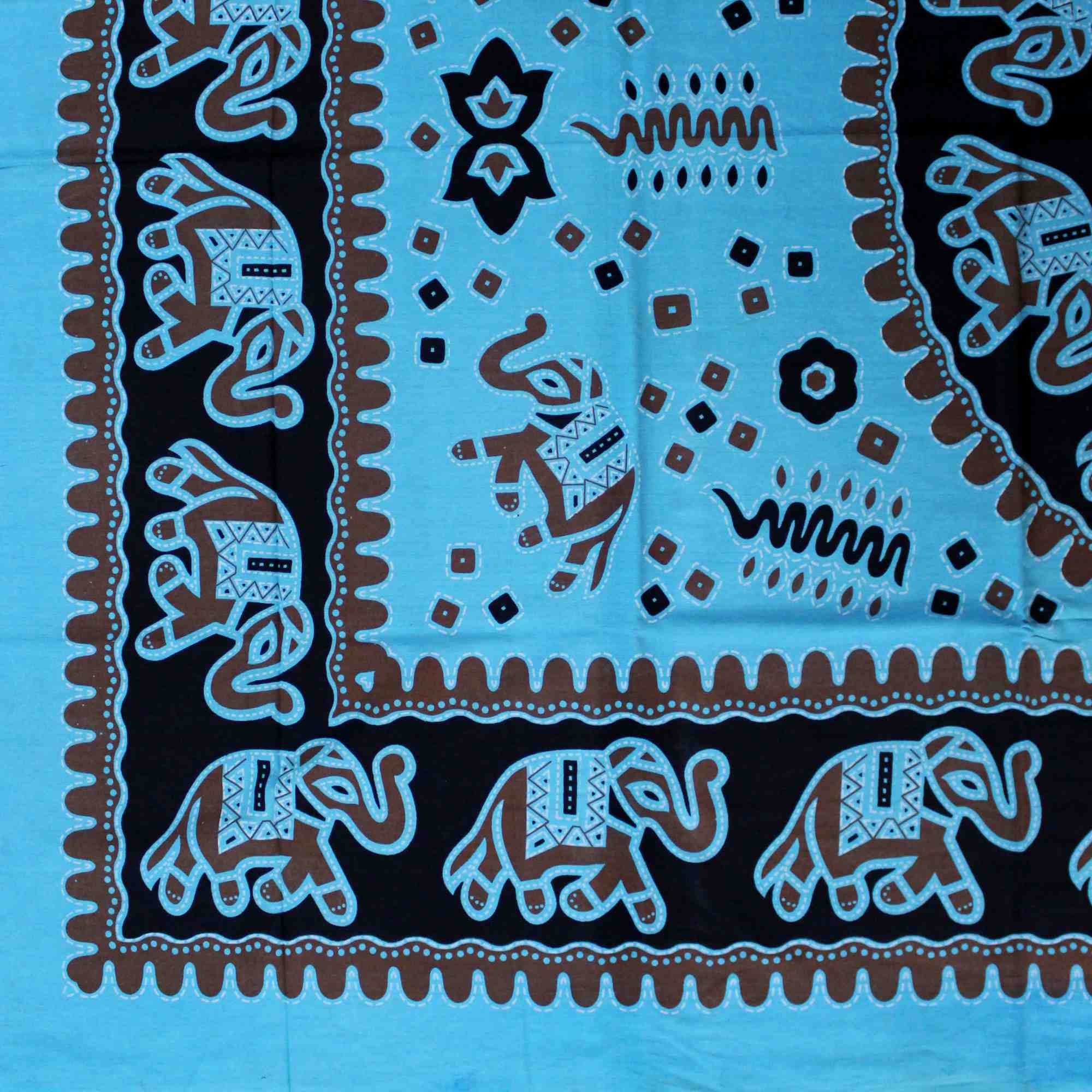 Handmade Elephant Mandala Cotton Tablecloth Rectangular 60 x 90 inches Green Purple Turquoise - Sweet Us