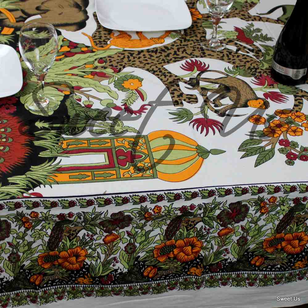 Cotton Tree of Life Tablecloth Rectangle Tapestry White Red Bed sheet Full