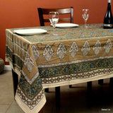 Cotton Floral Tablecloth for Rectangle Tables Tan Kitchen Dining Linen