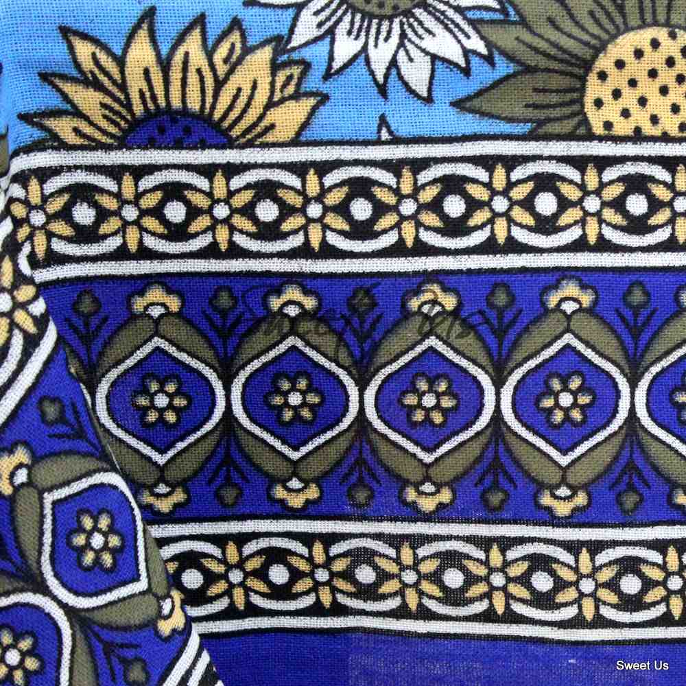 Cotton Sunflower Floral Tablecloth Rectangle Blue Olive Kitchen Dining Linen