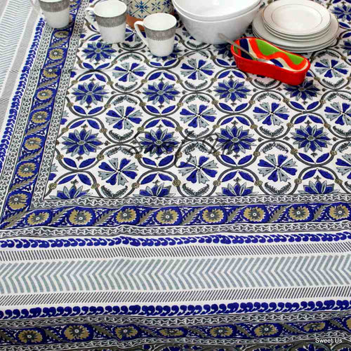 Sunflower Symphony Cotton Floral Tablecloth Rectangle — Tranquil Skyline - Sweet Us