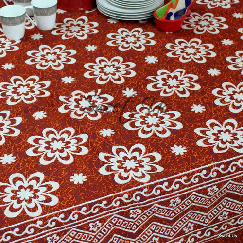Chrysanthe Cotton Floral Tablecloth Rectangle — Ember