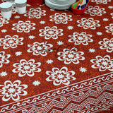 Cotton Floral Tablecloth Rectangle 70x104 Blue Rust Black Kitchen Dining Linen