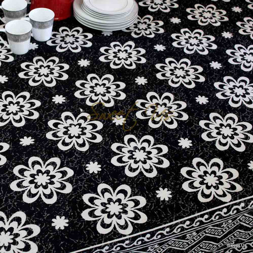 Chrysanthe Cotton Floral Tablecloth Rectangle — Onyx - Sweet Us