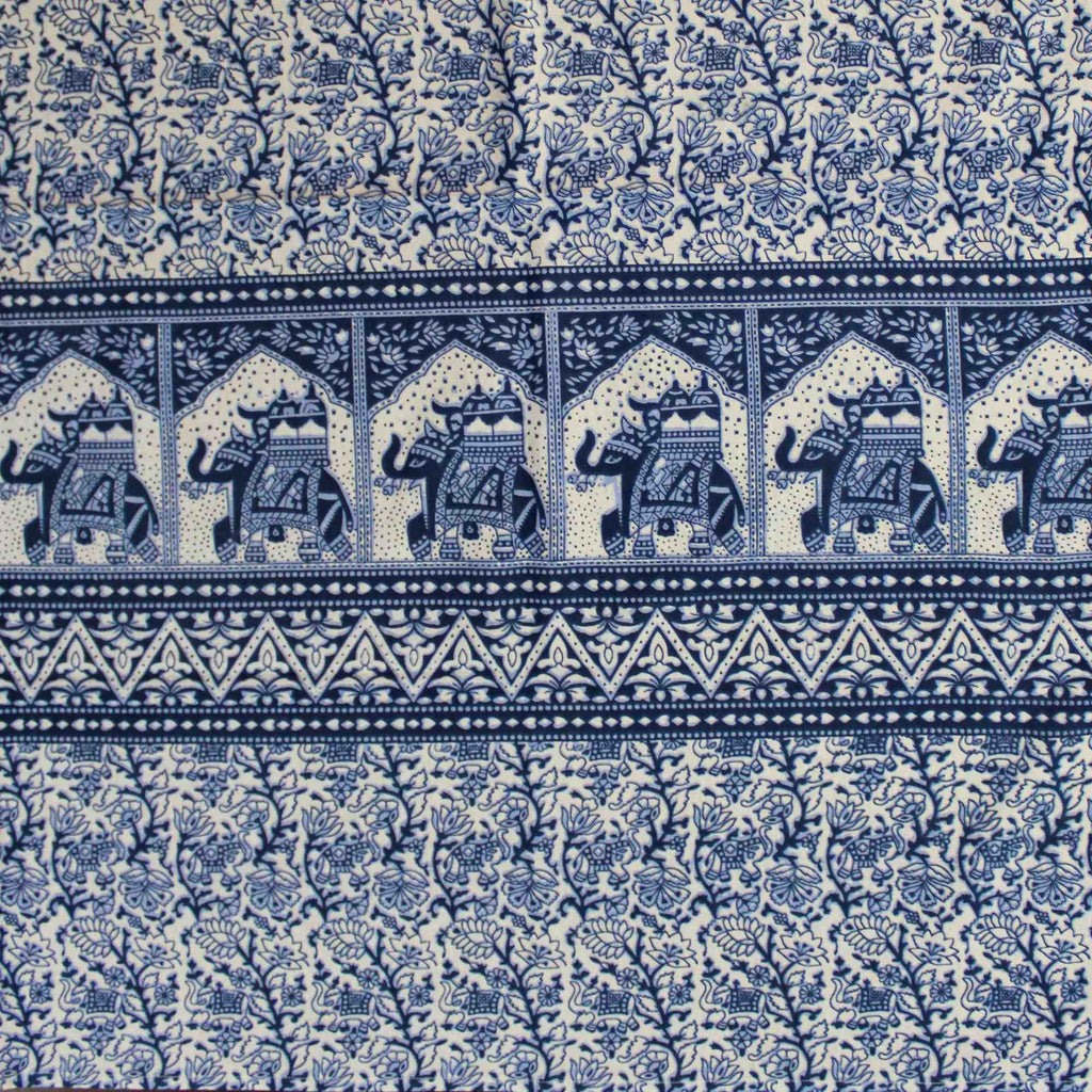 Handmade Floral Elephant Print Cotton Rectangular Tablecloth 60 x 90 inches Blue Green Burgundy Kitchen Table Linen - Sweet Us