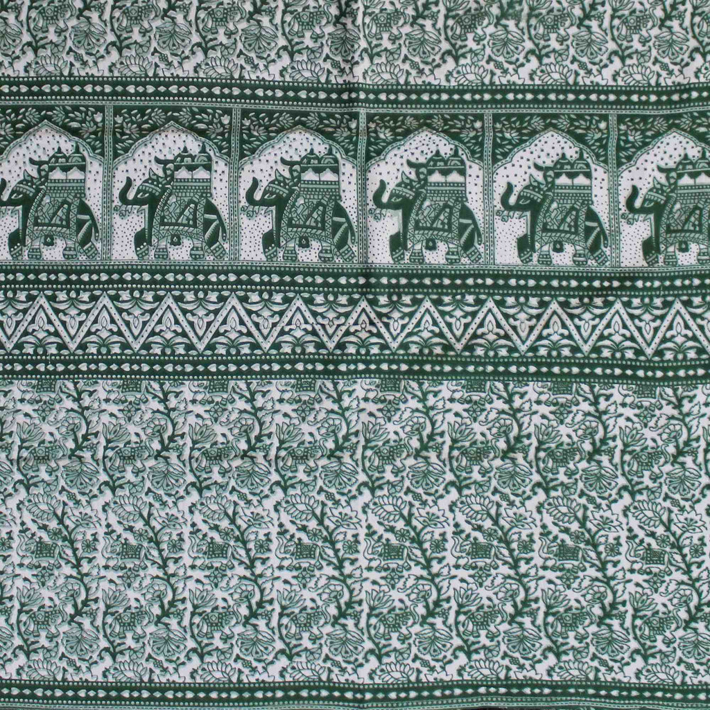 Handmade Floral Elephant Print Cotton Rectangular Tablecloth 60 x 90 inches Blue Green Burgundy Kitchen Table Linen - Sweet Us