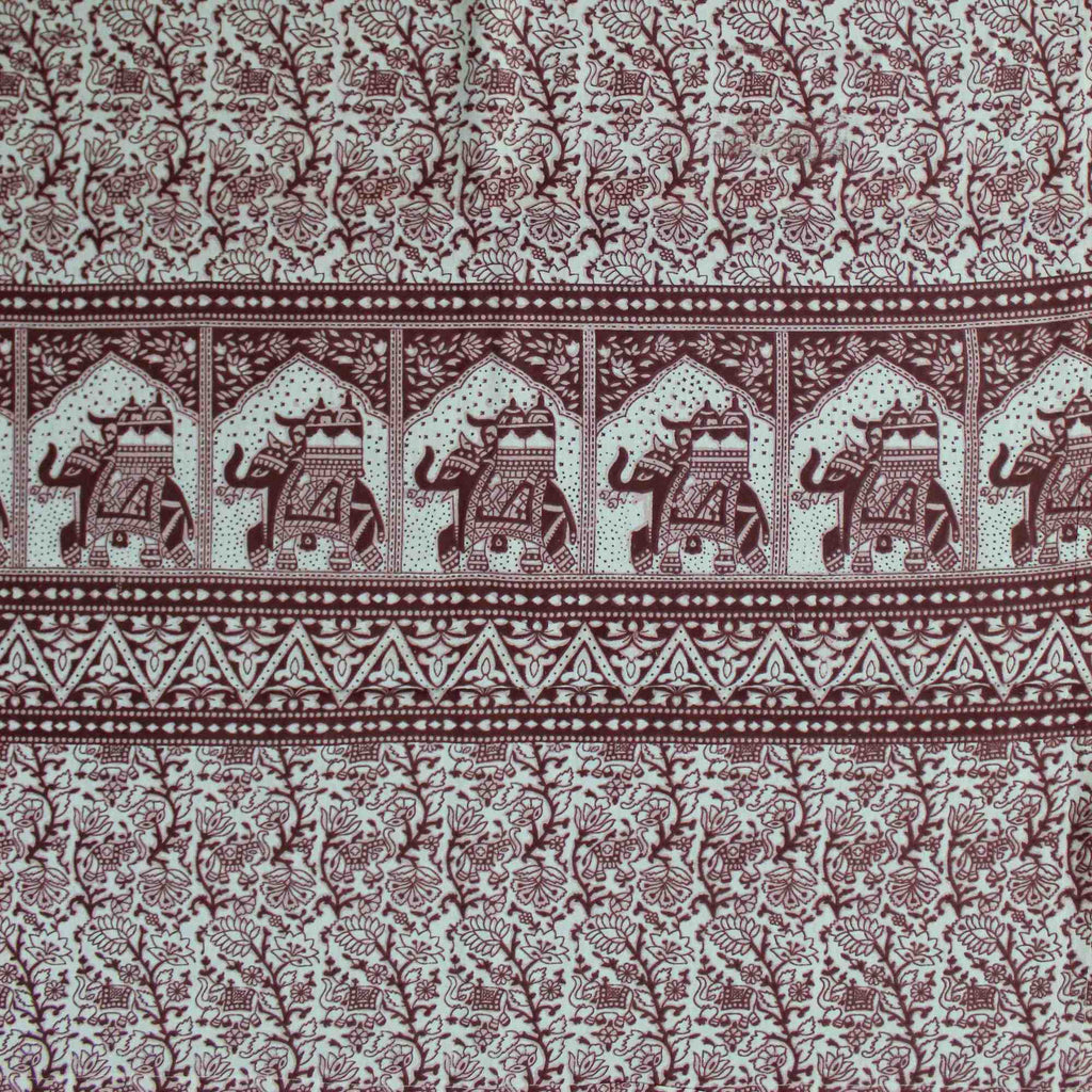 Handmade Floral Elephant Print Cotton Rectangular Tablecloth 60 x 90 inches Blue Green Burgundy Kitchen Table Linen - Sweet Us