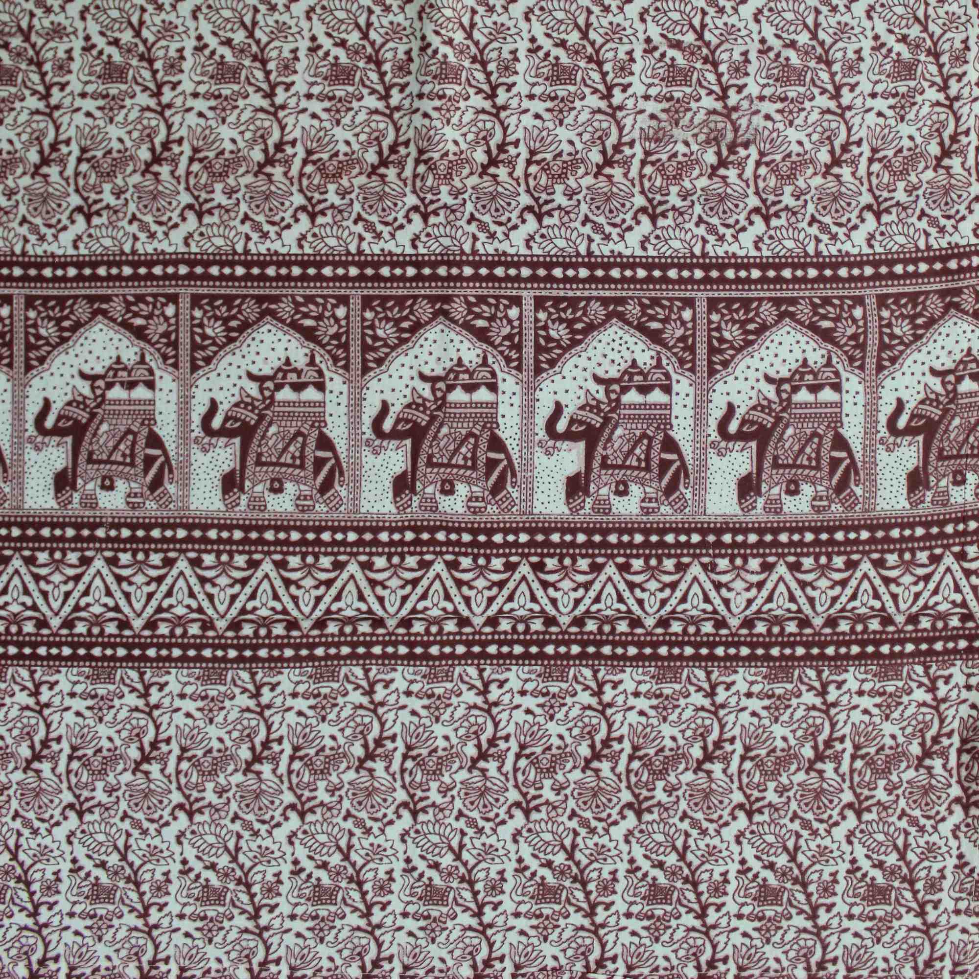 Handmade Floral Elephant Print Cotton Rectangular Tablecloth 60 x 90 inches Blue Green Burgundy Kitchen Table Linen - Sweet Us