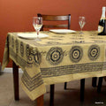 Cotton Floral Geometric Circle Print Tablecloth Rectangle 60x90 Green Off White - Sweet Us