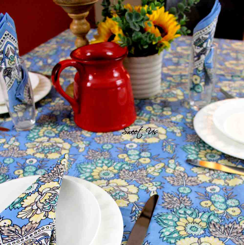 Floraison de Luxe Cotton French Country Floral Tablecloth, Sunlit Serenity - Sweet Us