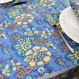 Cotton French Country Floral Tablecloth Rectangle Square Blue Table Linen