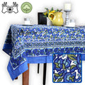 Bianca Floral Cotton Tablecloth Rectangle, Deep Blue, Olive Green - Sweet Us