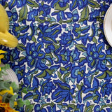 Bianca Floral Cotton Tablecloth Rectangle, Deep Blue, Olive Green