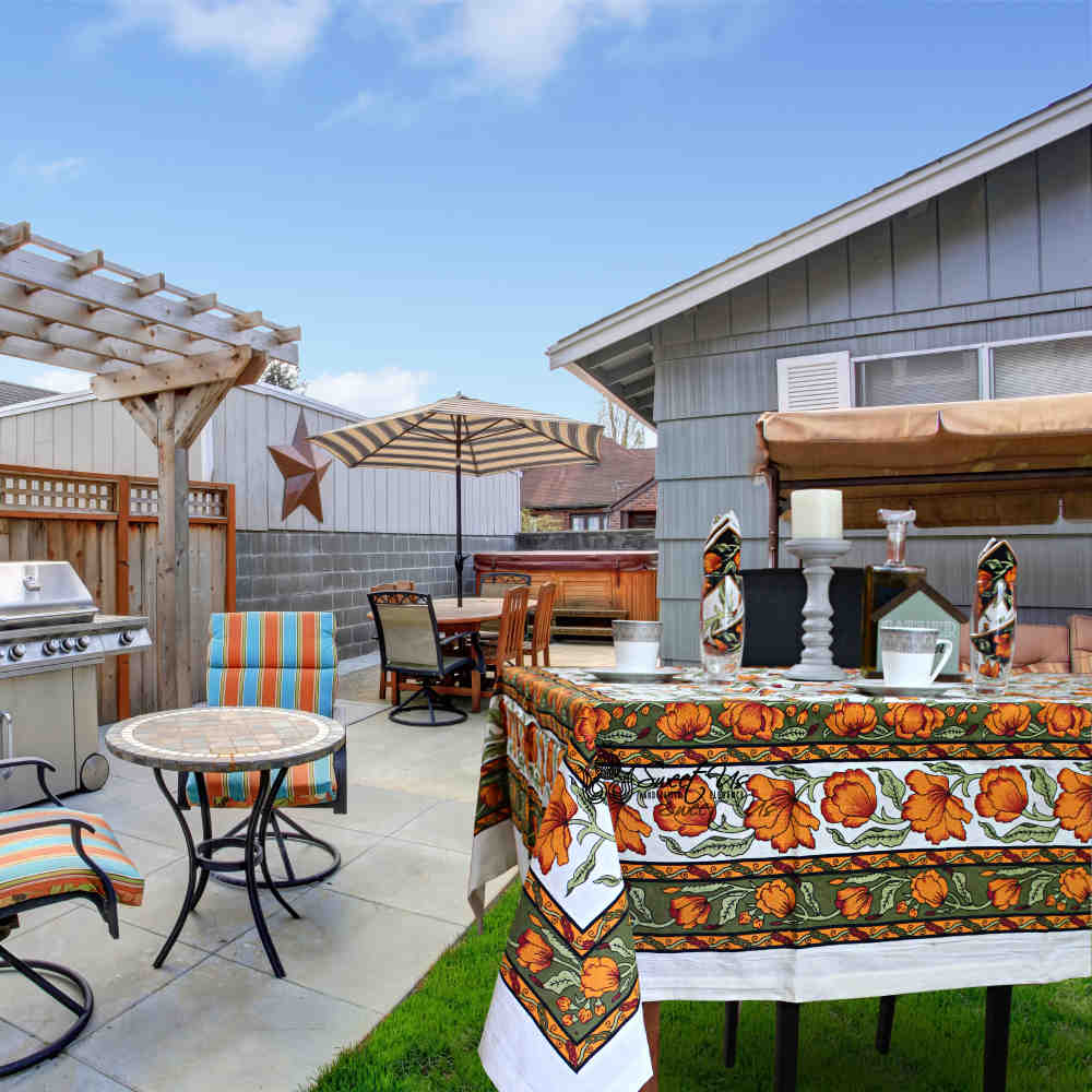 The Affluent Floral French Country Tablecloth Rectangle, Amber Olive