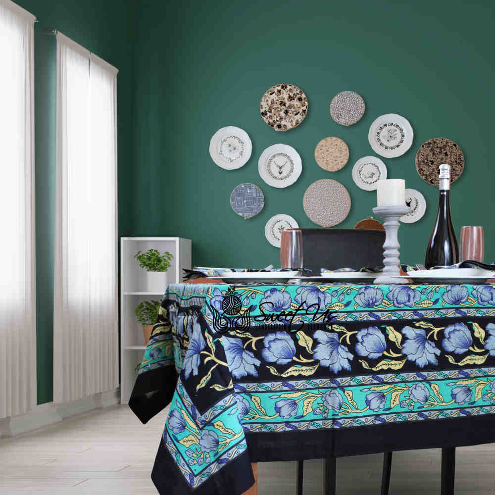 The Affluent Floral French Country Tablecloth Rectangle, Square, Power Black