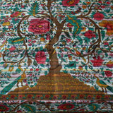 Lightweight Cotton Tree of Life Tablecloth Rectangle 60x90 Red Pink Green Beige