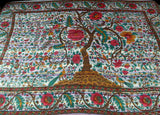 Cotton Tree of Life Tapestry Striped Lightweight Tablecloth Twin 60x90 inches White - Sweet Us