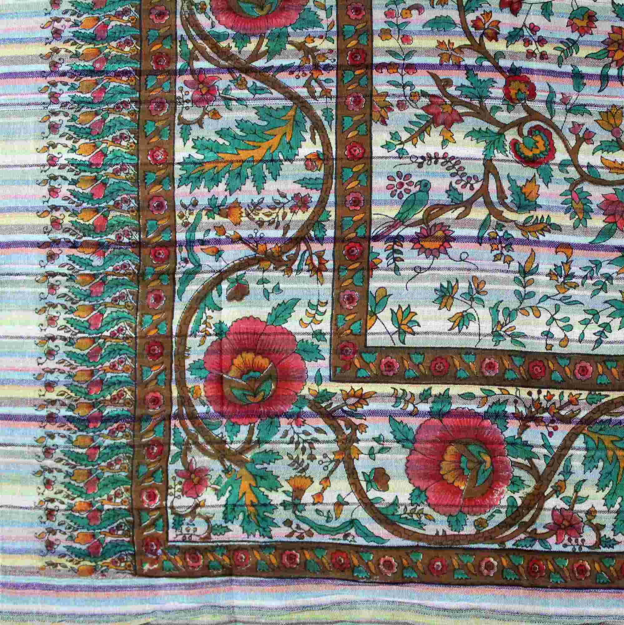 Cotton Tree of Life Tapestry Striped Lightweight Tablecloth Twin 60x90 inches White - Sweet Us