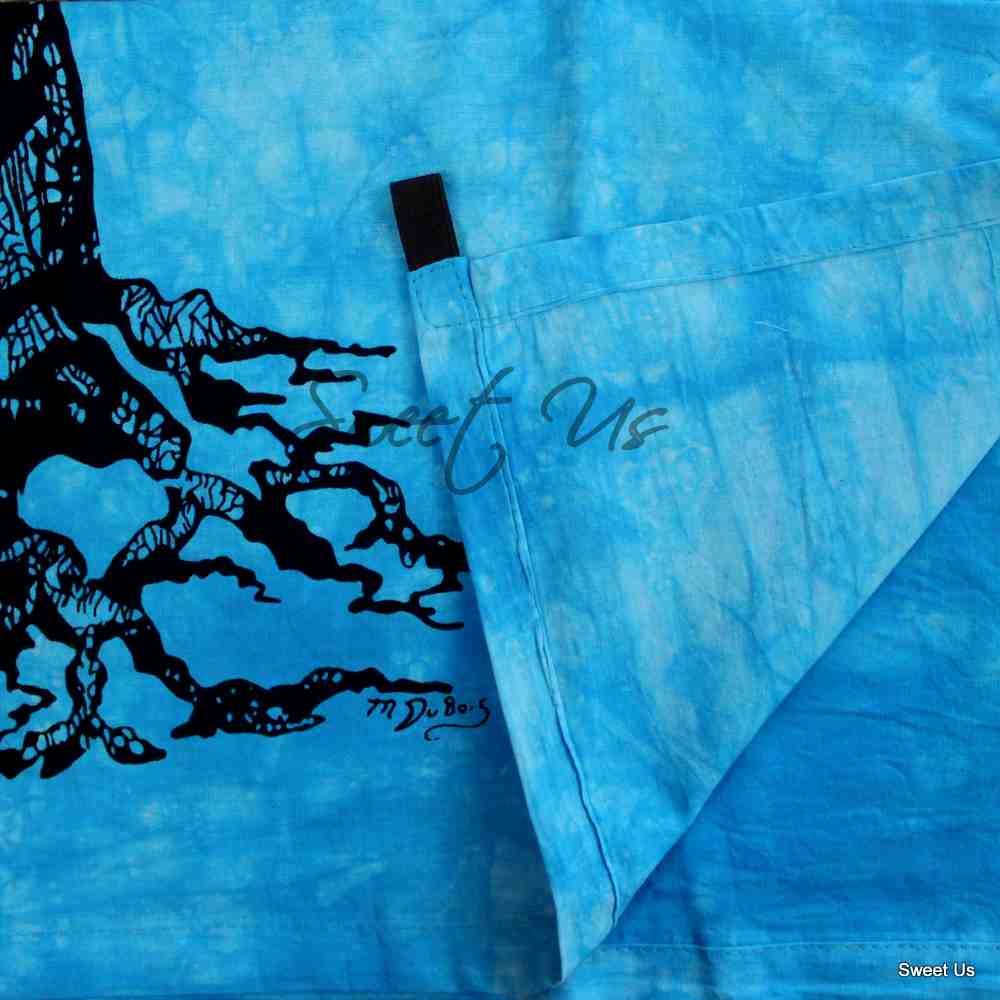 Cotton Tie-Dye Tapestry Hippie Bohemian Tree of Life Wall Hang Blue, Purple