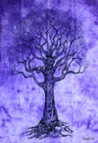 Cotton Tie-Dye Tapestry Hippie Bohemian Tree of Life Wall Hang Blue, Purple