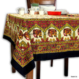 Cotton Elephant Floral Tablecloth Rectangle Blue Red Green Kitchen Dining Linen