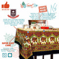 Cotton Elephant Floral Tablecloth Rectangle Blue Red Green Kitchen Dining Linen