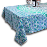 Cotton Floral Tablecloth Round, Tablecloth Rectangular Blue Green - Sweet Us