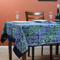 Cotton Batik Tablecloth Rectangle 58x90 Blue Purple Green, Kitchen Table Linen - Sweet Us