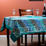 Cotton Batik Tablecloth Rectangle 58x90 Blue Purple Green, Kitchen Table Linen