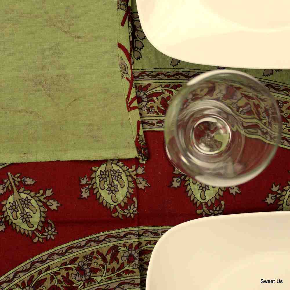 Cotton Floral Vine Tablecloth Rectangle 58x90 Blue Beige Pink Green Red