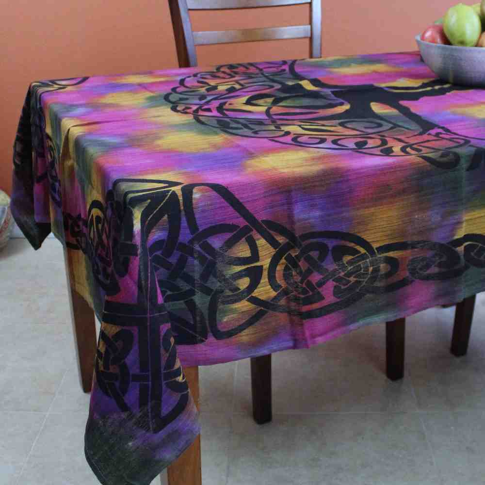 Celtic Tree of Life Hand?Loomed Cotton Tablecloth — Mirage Knotwork - Sweet Us