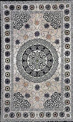 Handmade 100% Cotton Celtic Mandala Sunflower Tapestry Spread Neutral 70x104 - Sweet Us