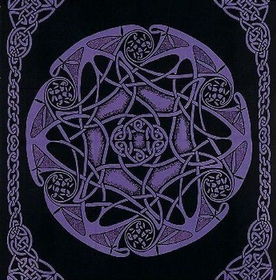 Handmade 100% Cotton Heavy Celtic Wheel Tie Dye Tapestry Spread 88x104 Purple - Sweet Us
