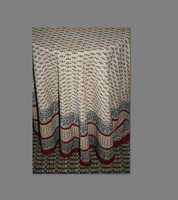 CLEARANCE SALE Handmade Bagru Block Print Tablecoth 72" Round 100% Cotton Red - Sweet Us