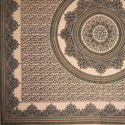Handmade Cotton Floral Jaipur Paisley Mandala Tapestry Tablecloth Spread Green - Sweet Us