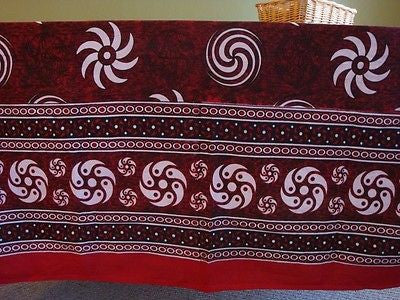 Cotton Sunflower Spiral Tablecloth Tapestry Spread Maroon 60x88 & 87x90 inches - Sweet Us