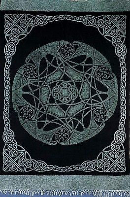 Heavy Celtic Wheel Tie Dye Tapestry Wall Hang Spread Green - Twin & Full - Sweet Us