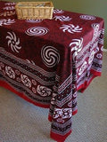 Cotton Sunflower Spiral Tablecloth Tapestry Spread Maroon 60x88 & 87x90 inches - Sweet Us