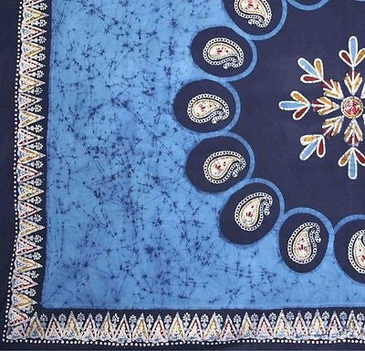 CLEARANCE Paisley Floral Cotton Handmade Multi Batik Tablecloth 72 Inch Round - Sweet Us