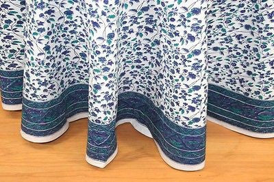 CLEARANCE SALE 100% Cotton Handmade 72" Round Fleur De Lis Floral Tablecloth - Sweet Us