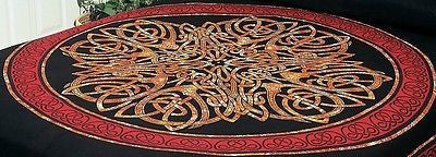 CLEARANCE Handmade 100% Cotton Celtic Circle Wheel Of Life Tapestry Bedspread Full Red Black - Sweet Us