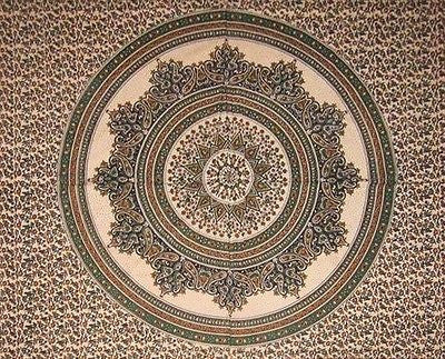 Handmade Cotton Floral Jaipur Paisley Mandala Tapestry Tablecloth Spread Green - Sweet Us